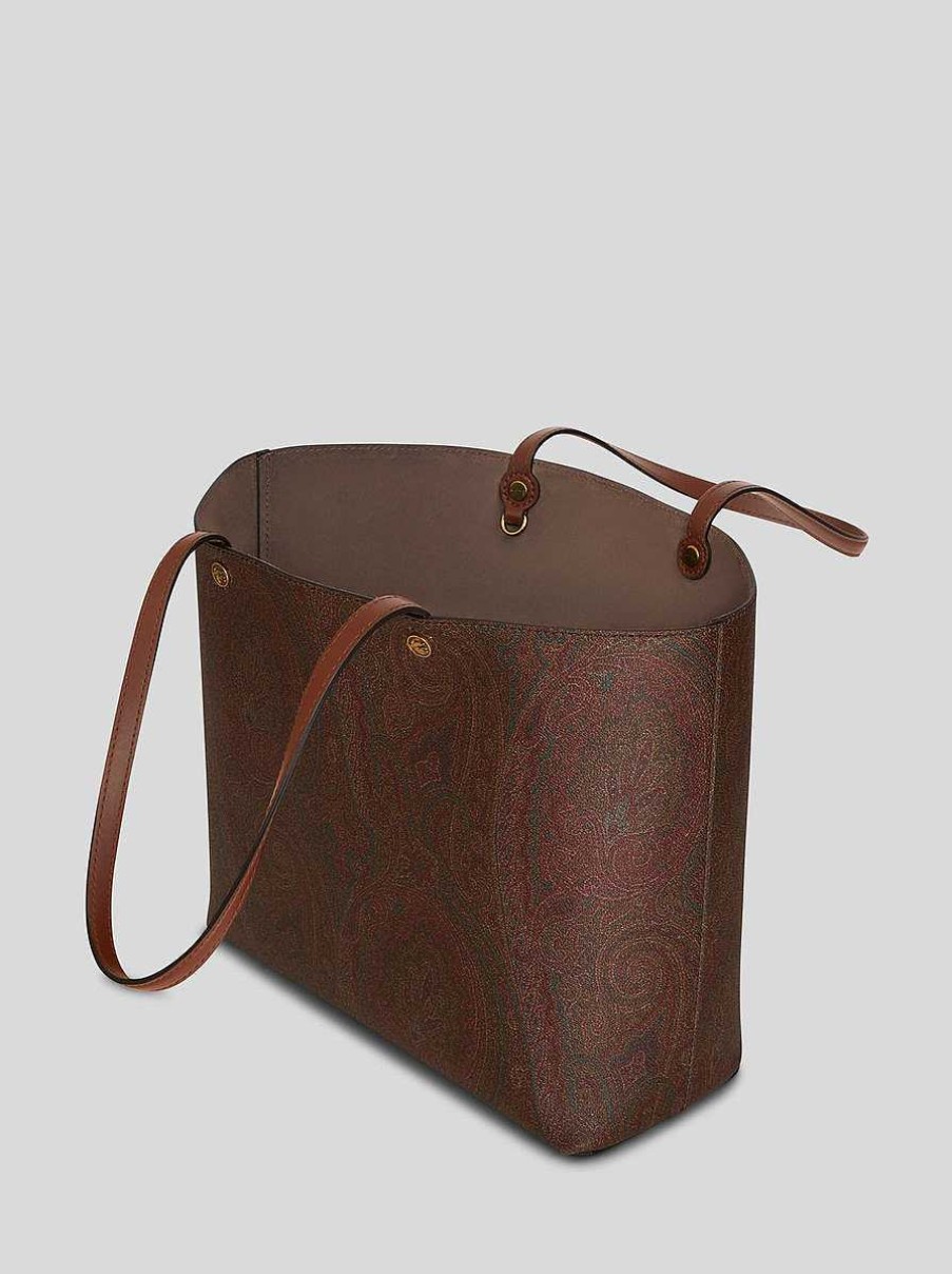 ETRO Paisley | Borsa Etro Essential Grande Con Pochette Marrone Scuro