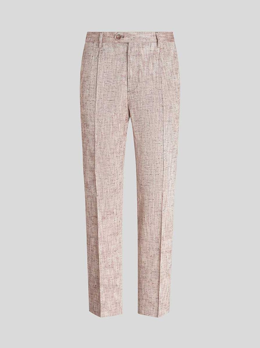 ETRO Pantaloni | Pantaloni Sartoriali In Misto Seta E Canapa Marrone Chiaro