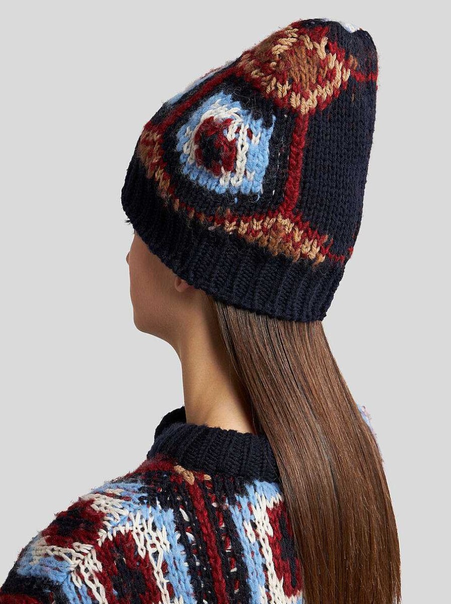 ETRO Cappelli E Guanti | Cappello Jacquard Blu Navy