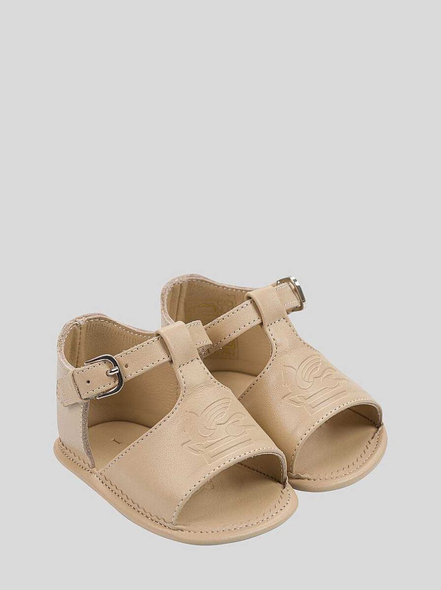 ETRO Neonato 1-9 Mesi | Sandali Baby In Pelle Con Pegaso Beige