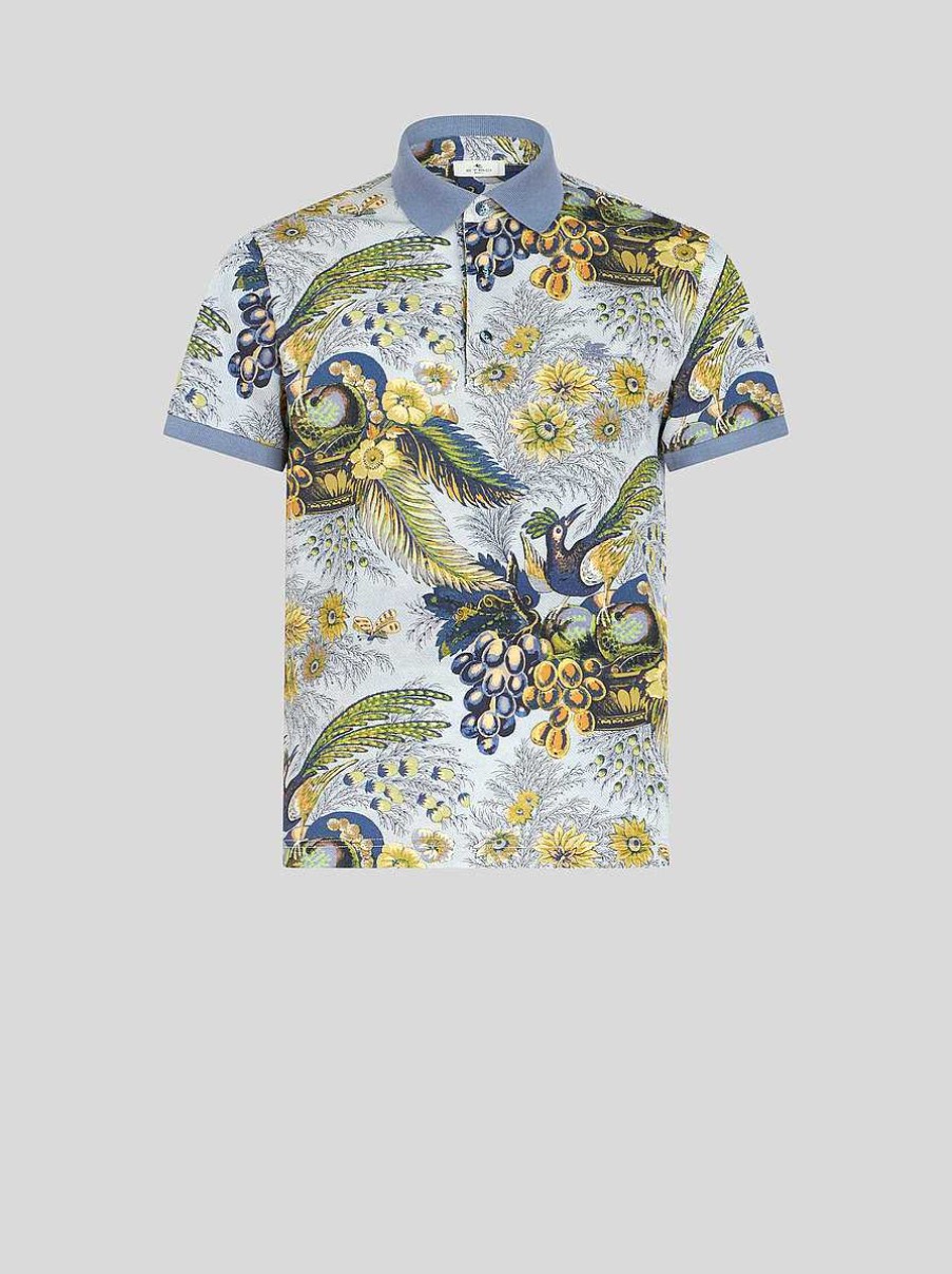 ETRO Magliette Polo | Polo Con Stampa Floreale Azzurro