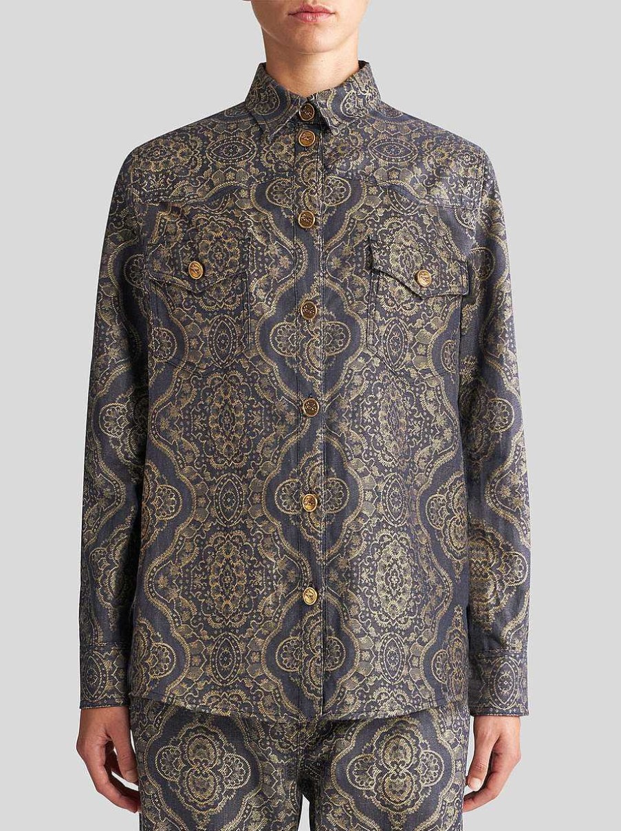 ETRO Camicie E Camicette | Camicia In Jacquard Di Jeans Nero