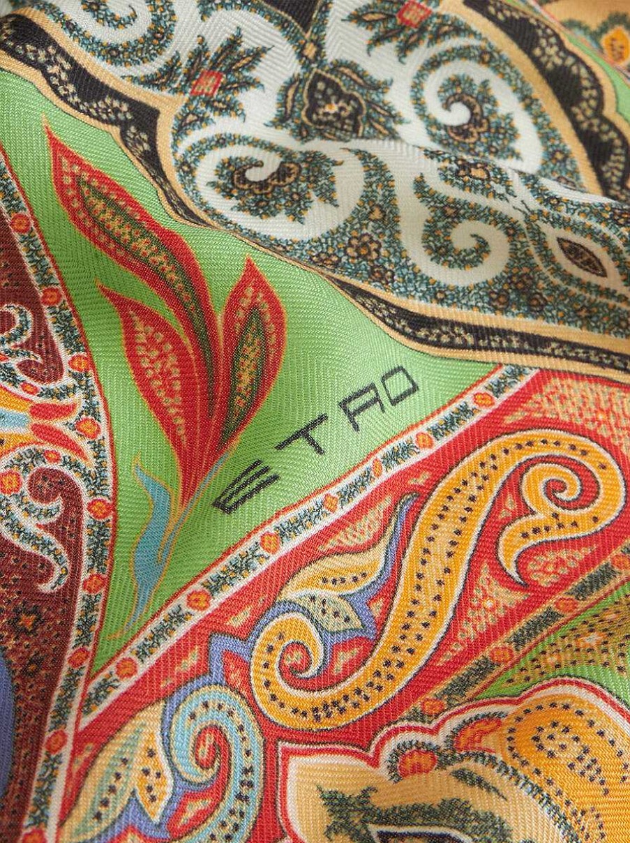 ETRO Sciarpe E Seta | Scialle In Seta E Cashmere Con Motivo Paisley Rosa