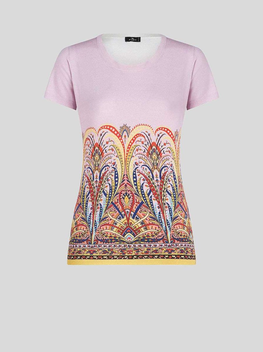 ETRO Maglieria | T-Shirt Con Stampa Rosa