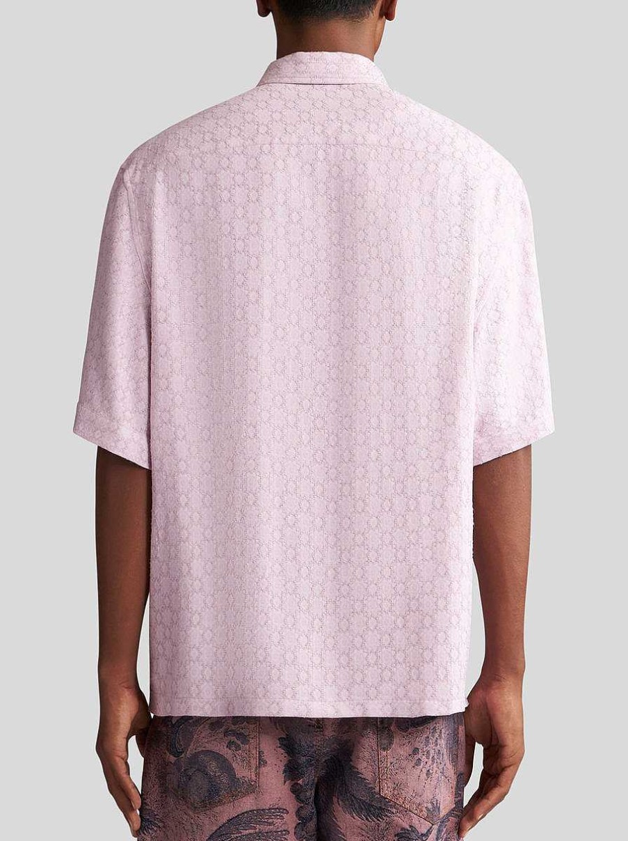 ETRO Camicie | Camicia Da Bowling In Tessuto Jacquard Rosa