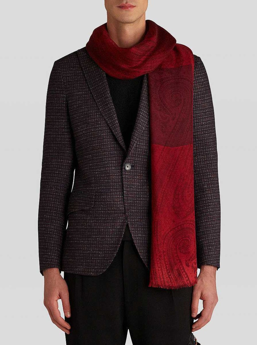 ETRO Sciarpe | Sciarpa Con Stampa Paisley Rosso