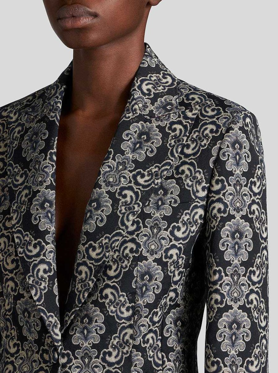 ETRO Giacche | Giacca In Cotone Jacquard Multicolore