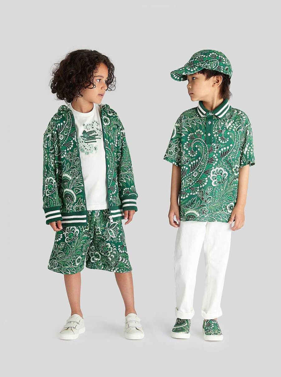 ETRO Pantaloni E Pantaloncini | Bermuda Da Bambino Con Motivo Paisley Tinta Unita Verde