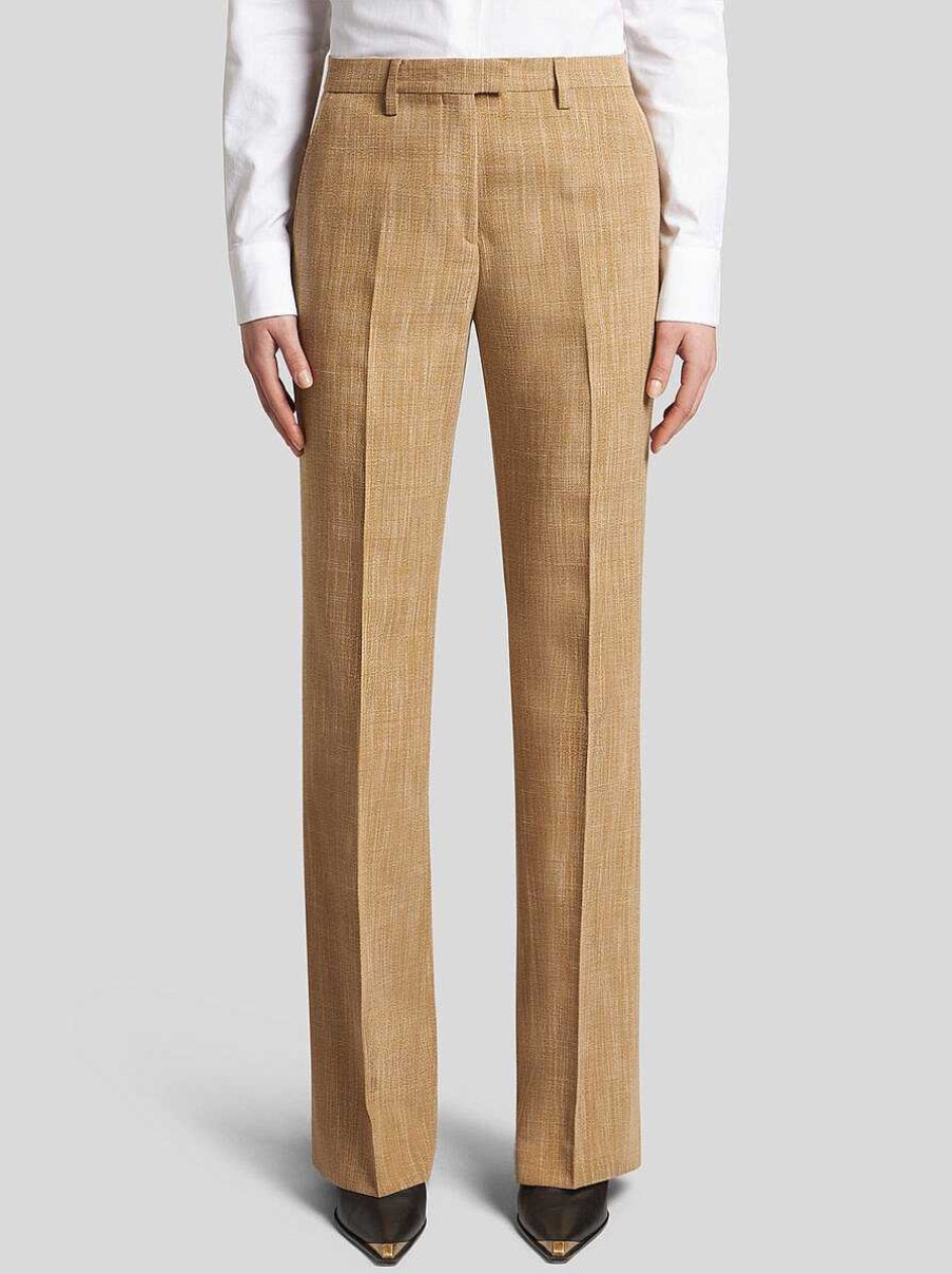 ETRO Pantaloni | Pantaloni In Tessuto Fiammato Marrone