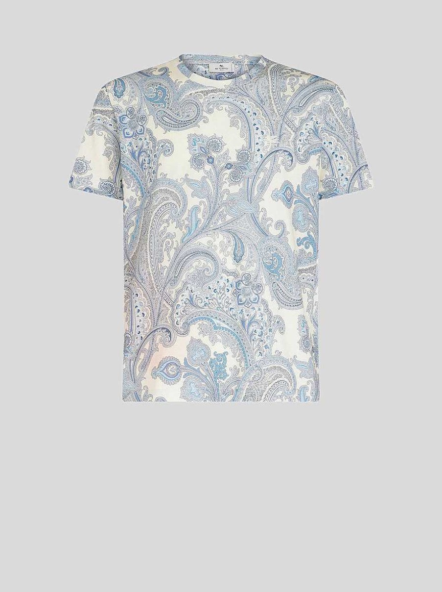 ETRO Magliette | T-Shirt Con Motivo Cachemire Ornamentale Bianco