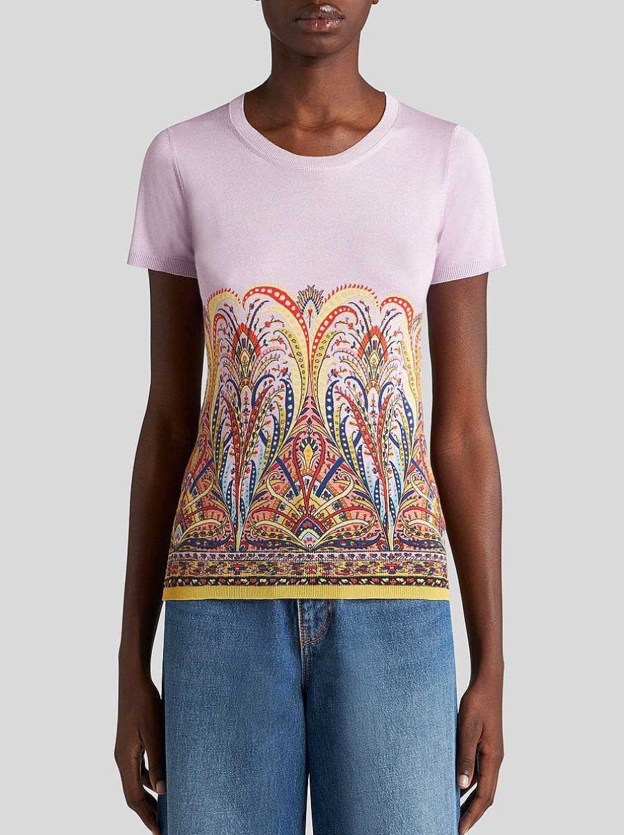 ETRO Maglieria | T-Shirt Con Stampa Rosa