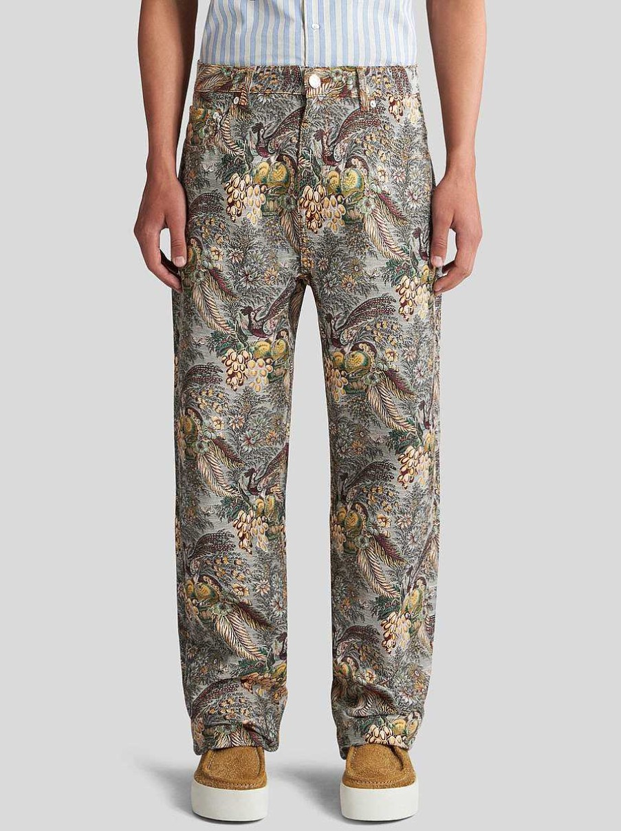 ETRO Pantaloni | Pantaloni In Lino Jacquard Grigio