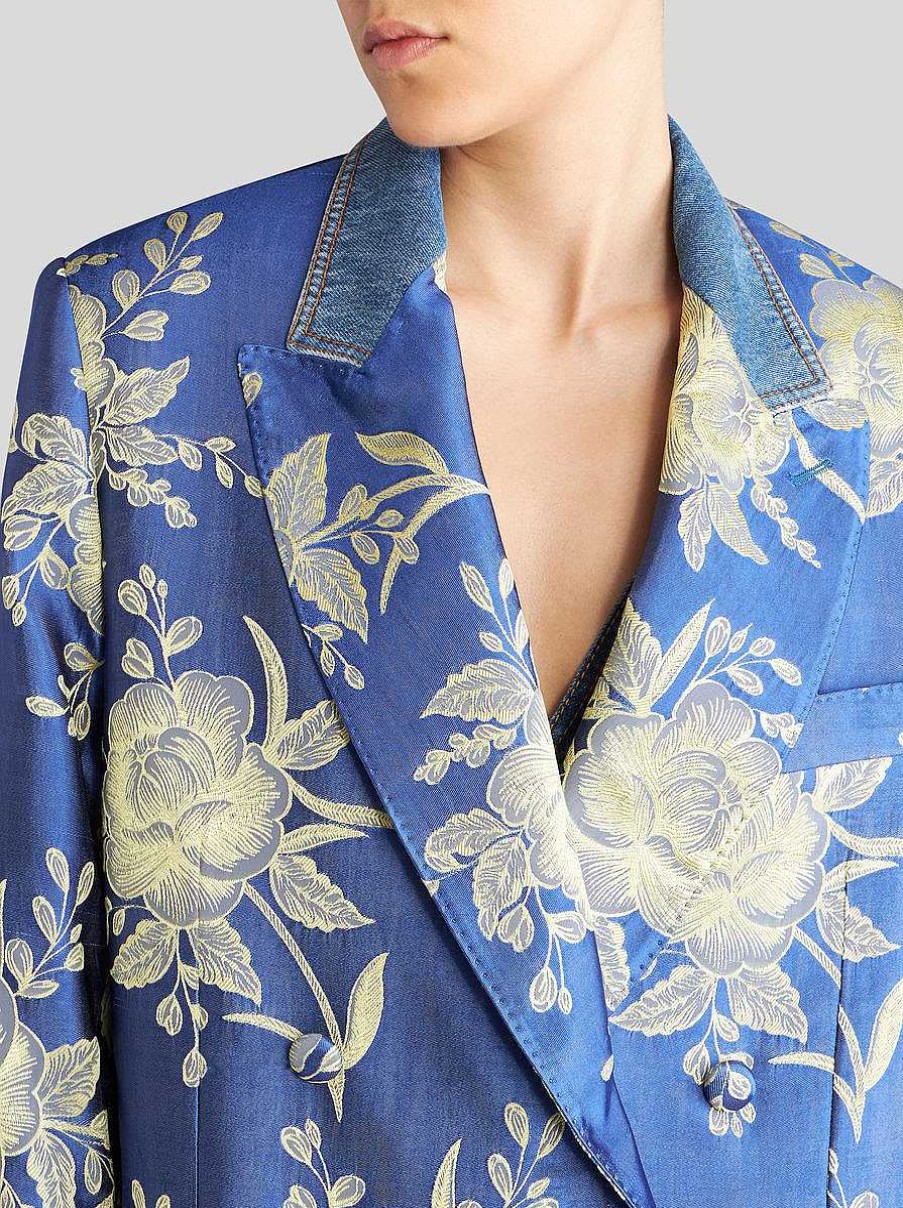 ETRO Giacche | Giacca Jacquard Doppiopetto Azzurro