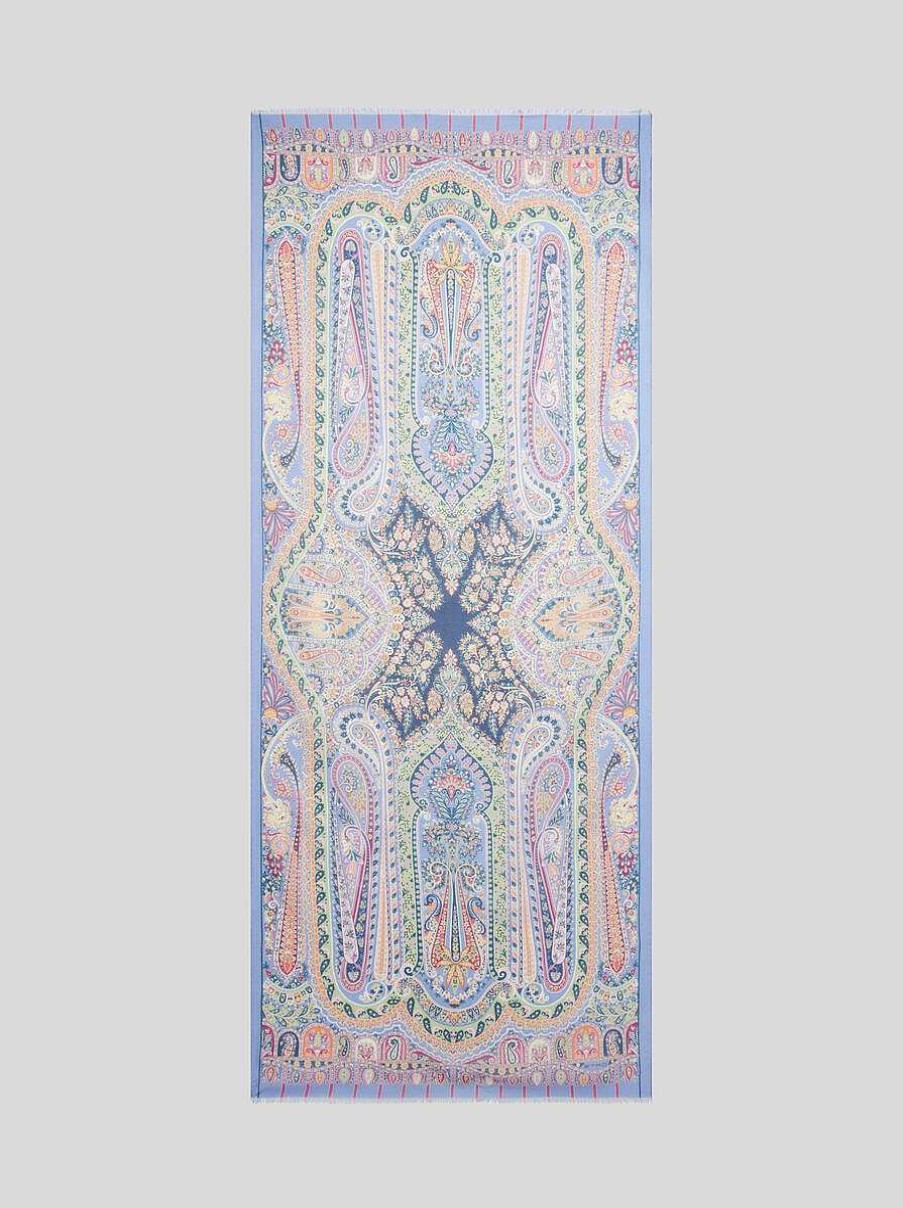 ETRO Sciarpe E Seta | Sciarpa Di Seta Paisley Azzurro