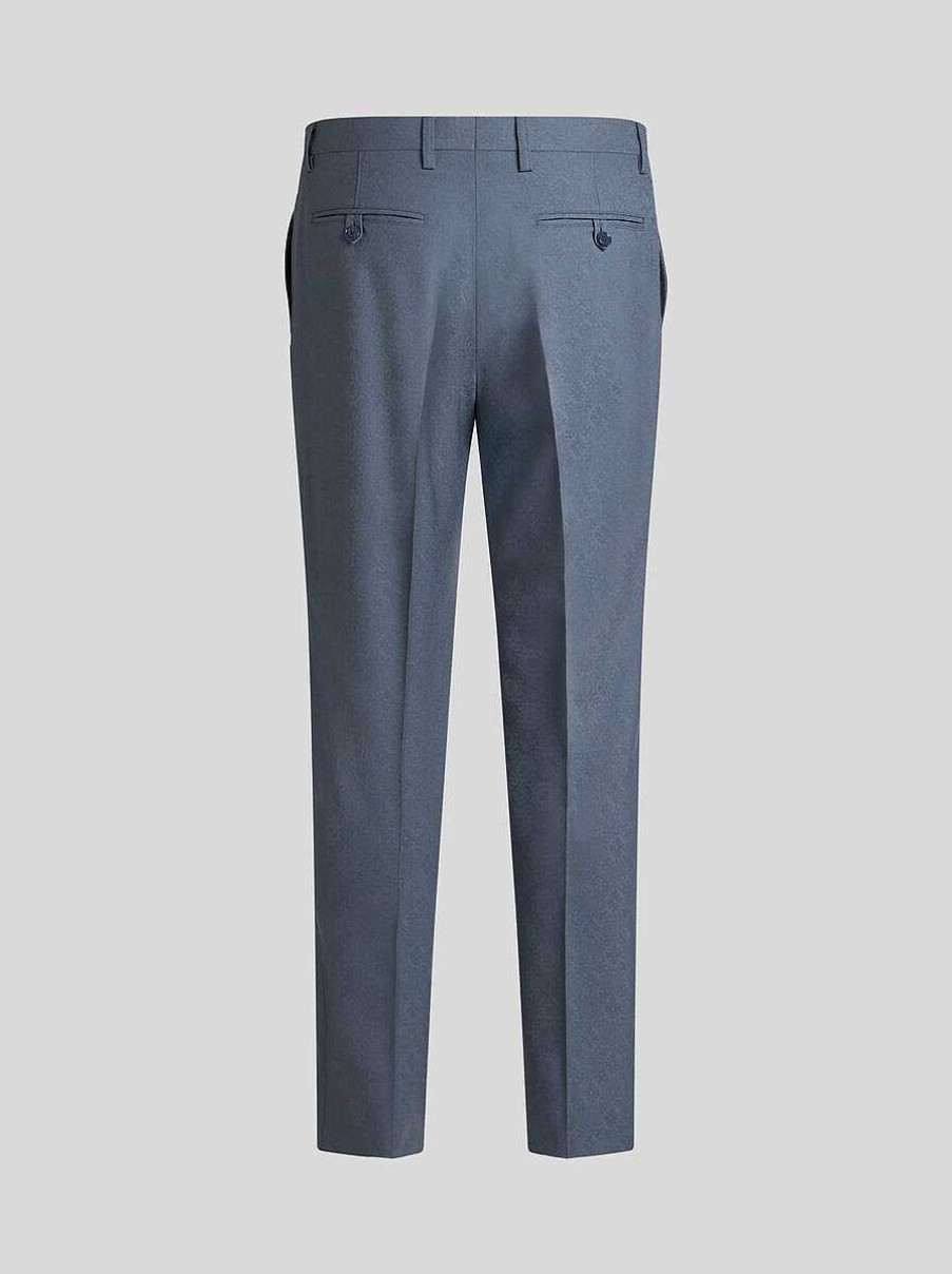 ETRO Pantaloni | Pantaloni In Jacquard Di Lana Blu Navy