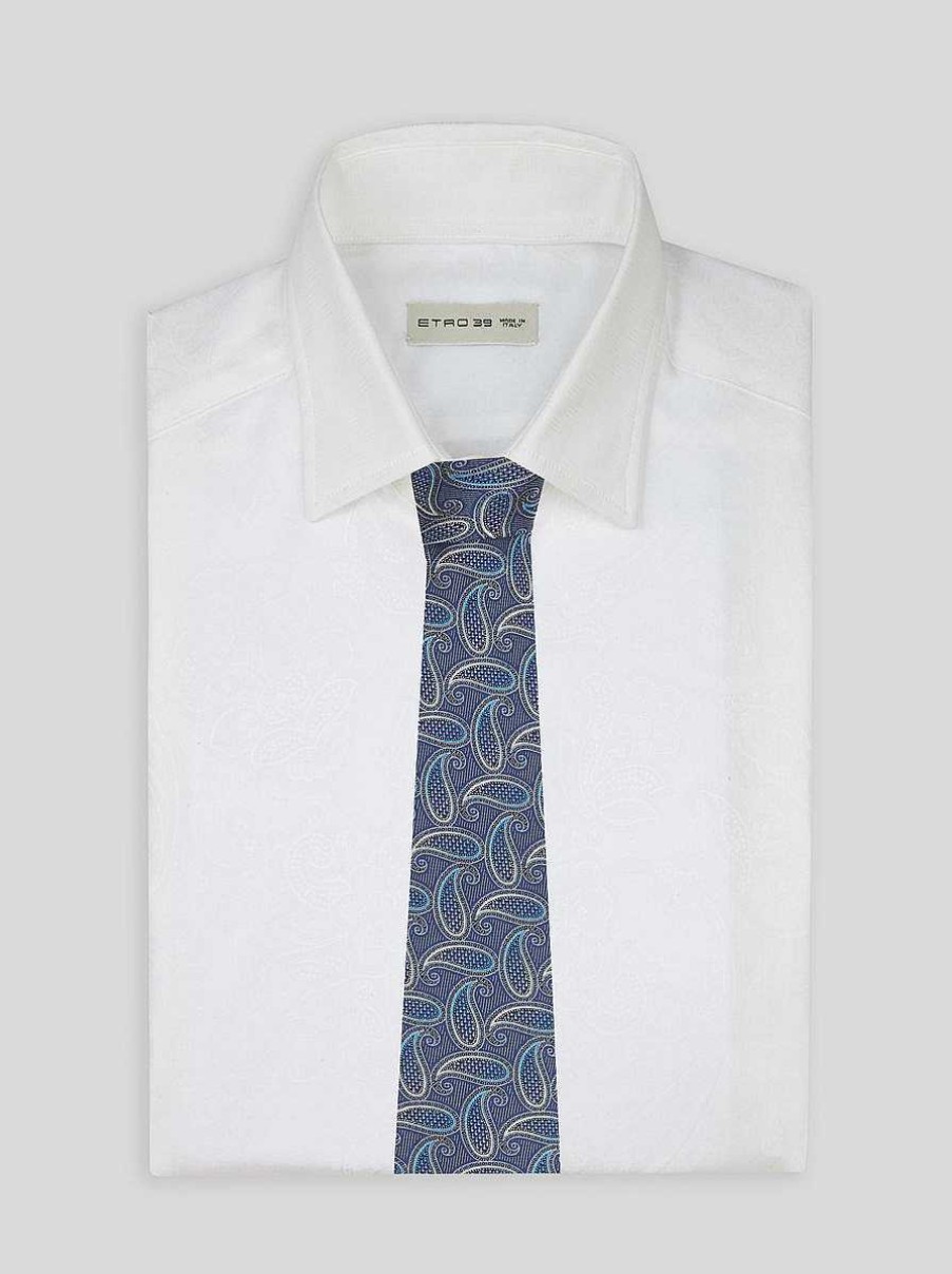 ETRO Cravatte E Fazzoletti Da Taschino | Cravatta Jacquard Con Motivi Cachemire Blu Navy