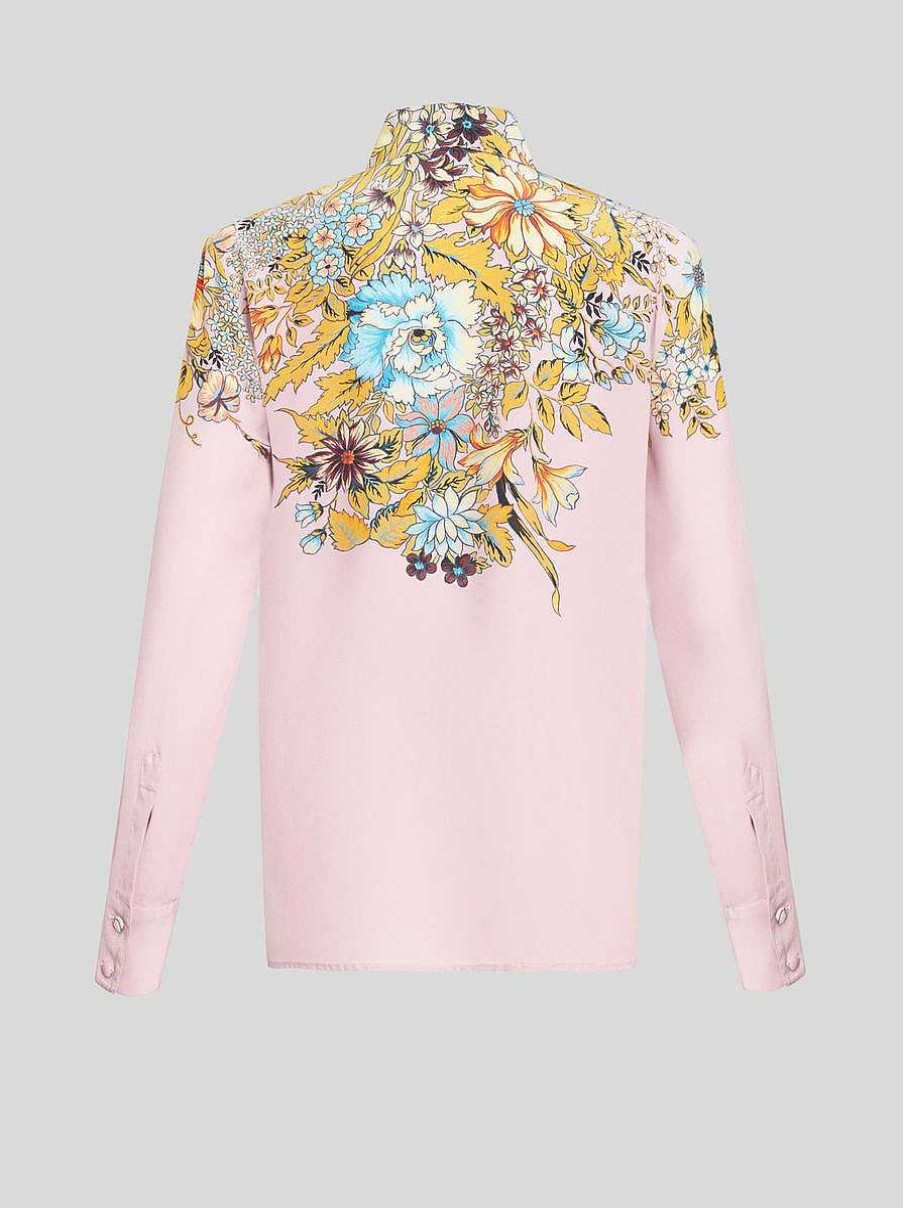 ETRO Camicie E Camicette | Camicia In Crepe De Chine Con Stampa Piazzata Rosa