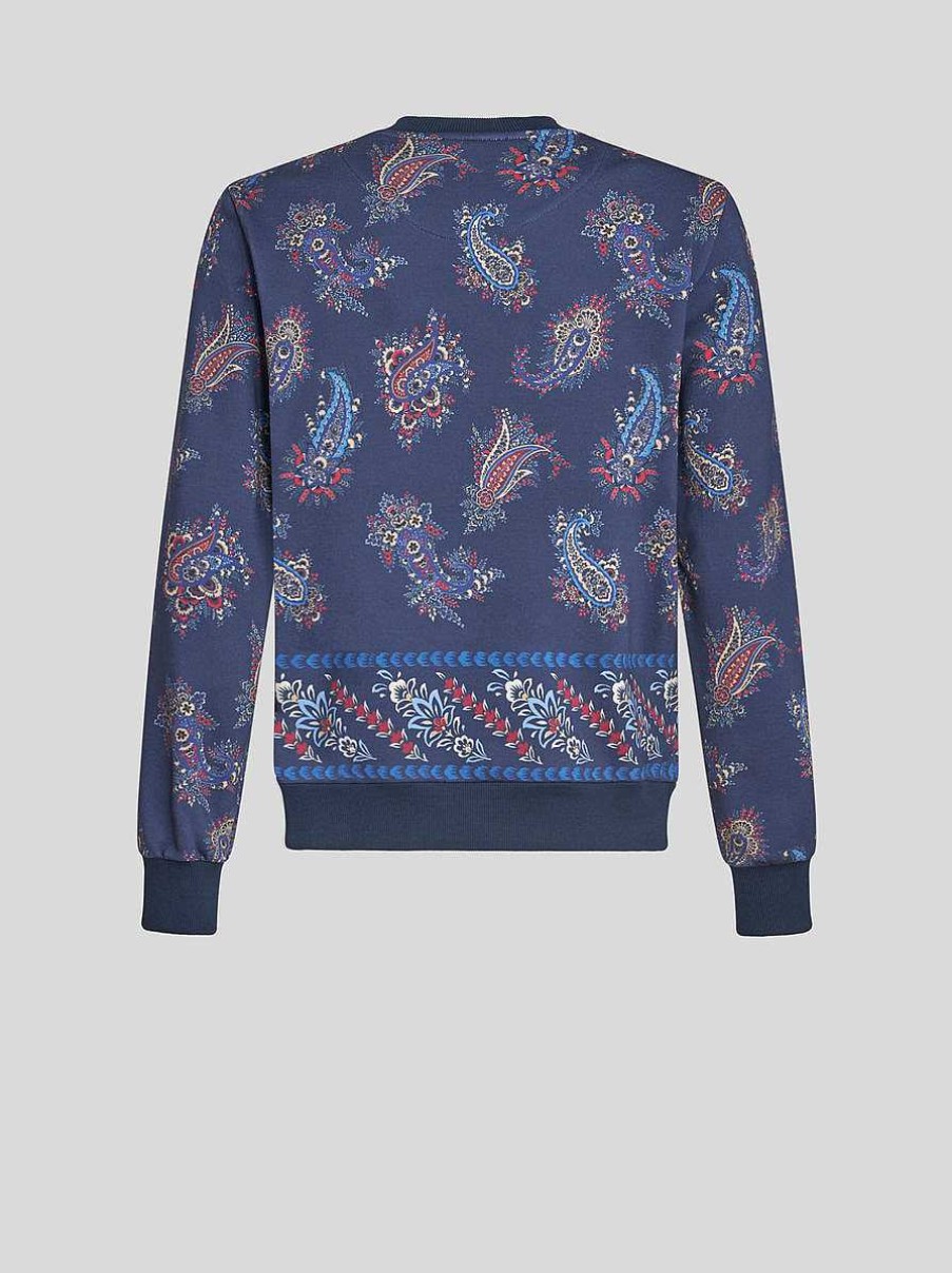 ETRO Felpe | Felpa Con Motivi Cachemire Blu Navy