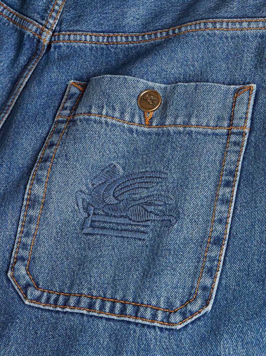 ETRO Denim | Jeans In Denim A Gamba Larga Azzurro