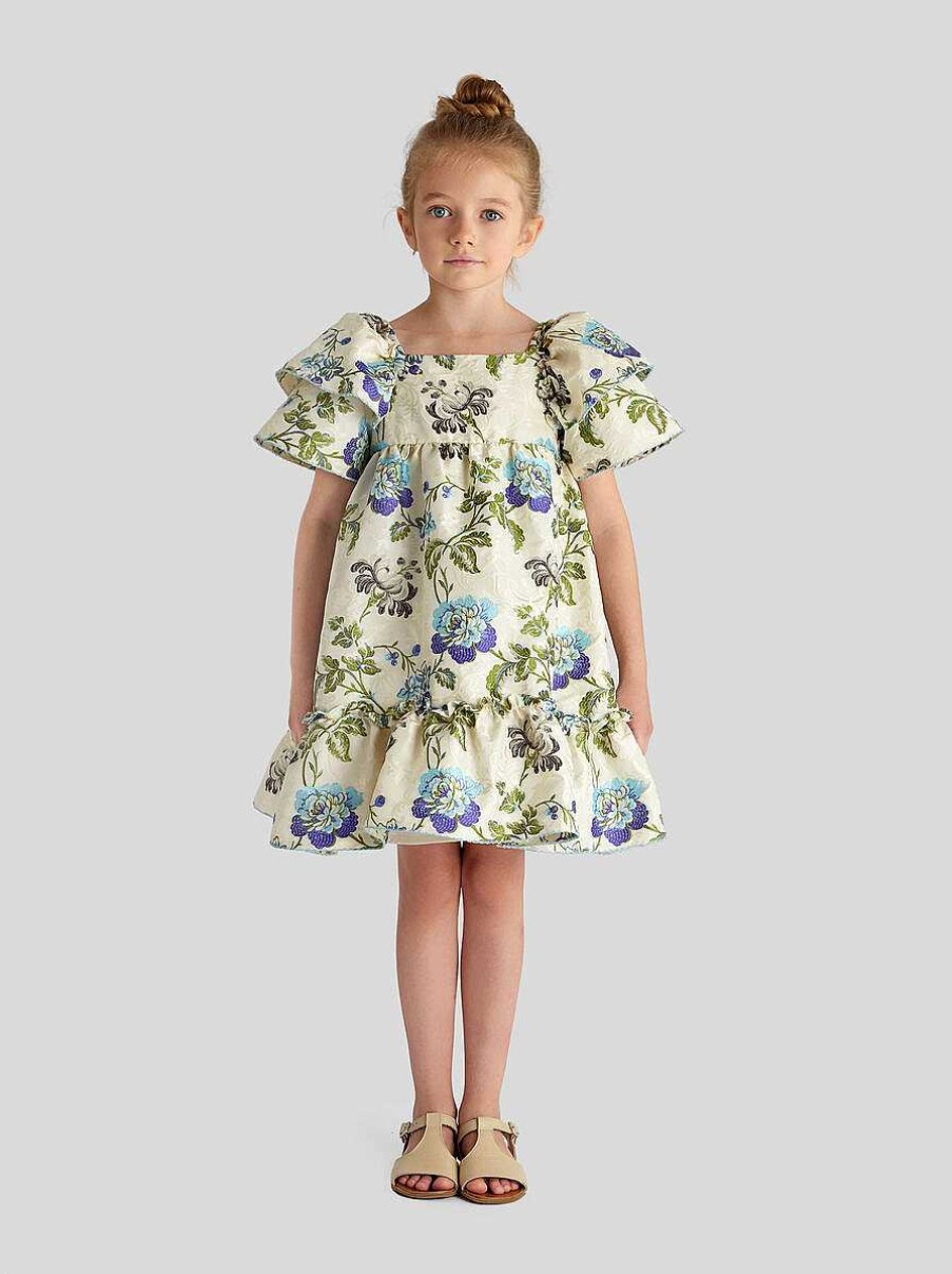 ETRO Vestiti | Abito Jacquard Floreale Per Bambini Azzurro