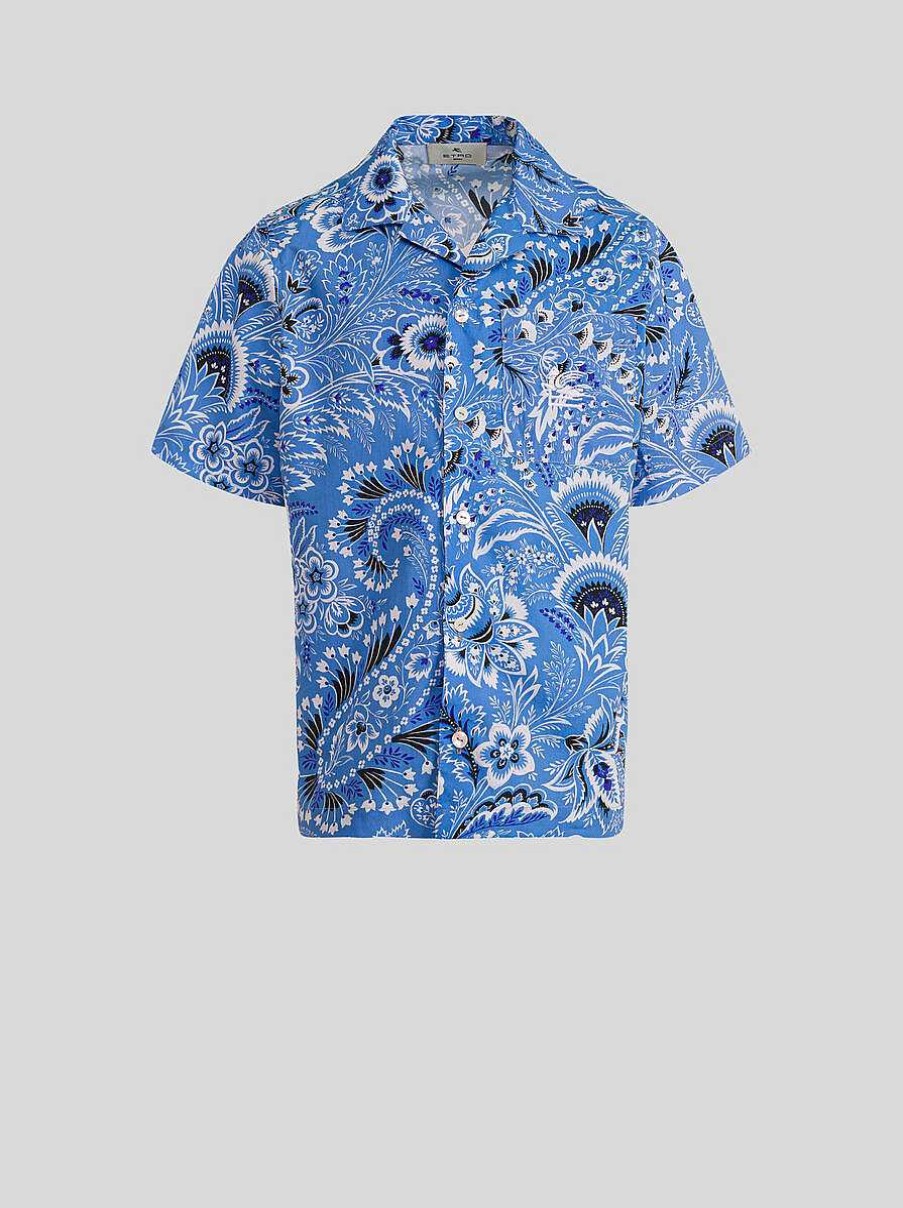 ETRO Topwear | Camicia Paisley Tinta Unita Da Bambino Azzurro