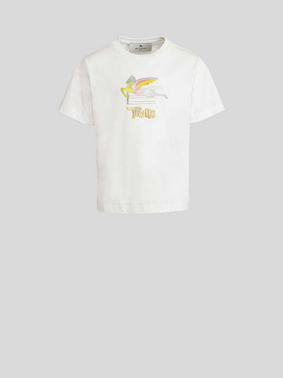 ETRO Topwear | T-Shirt Trolls Da Bambino Con Logo Bianco