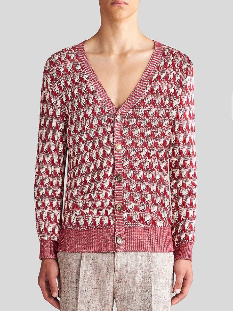 ETRO Maglieria | Cardigan Con Motivo Geometrico Rosso