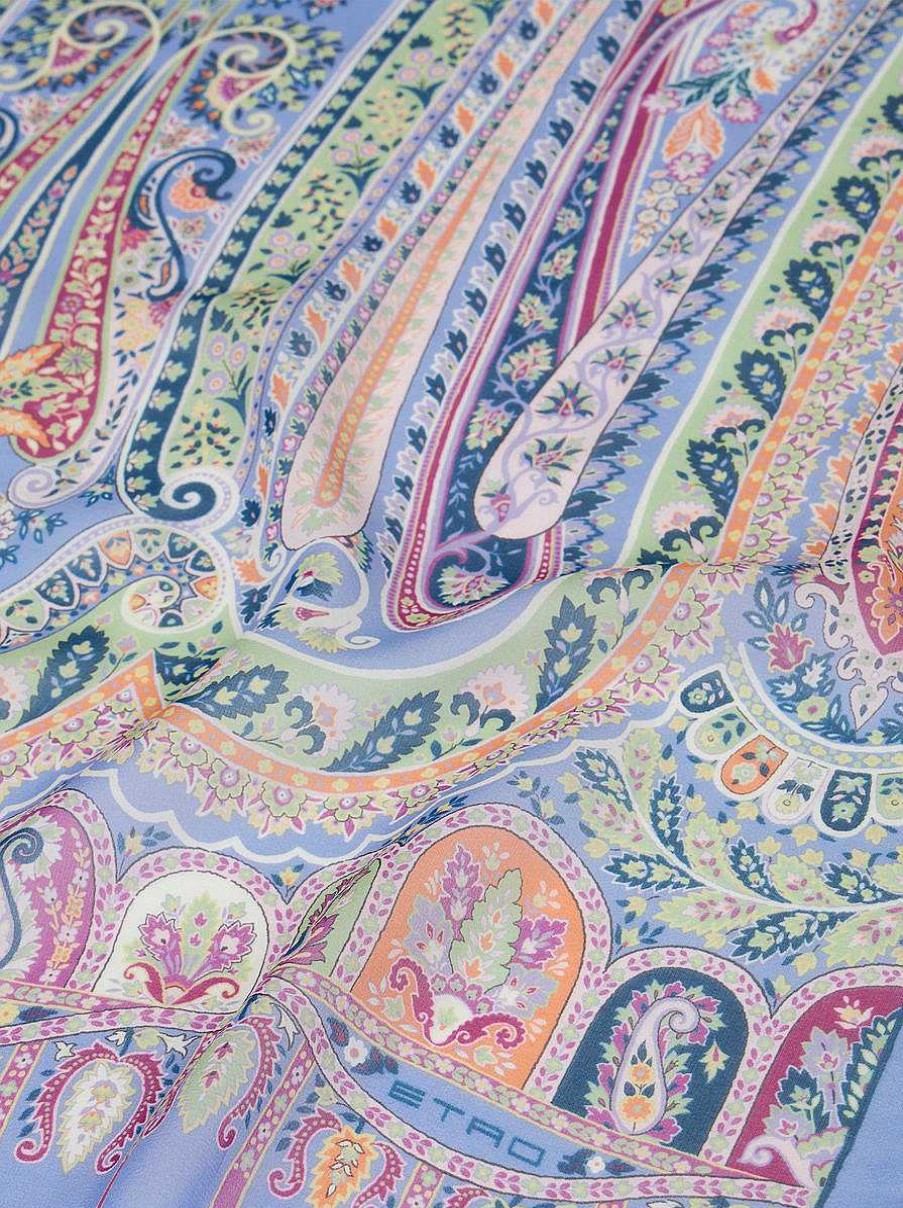 ETRO Sciarpe E Seta | Sciarpa Di Seta Paisley Azzurro