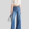 ETRO Denim | Jeans Culotte Con Cintura Blu Navy