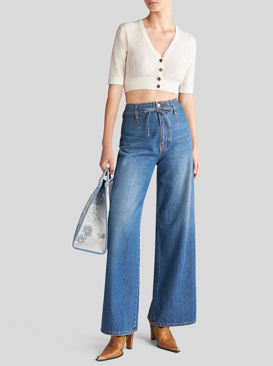 ETRO Denim | Jeans Culotte Con Cintura Blu Navy