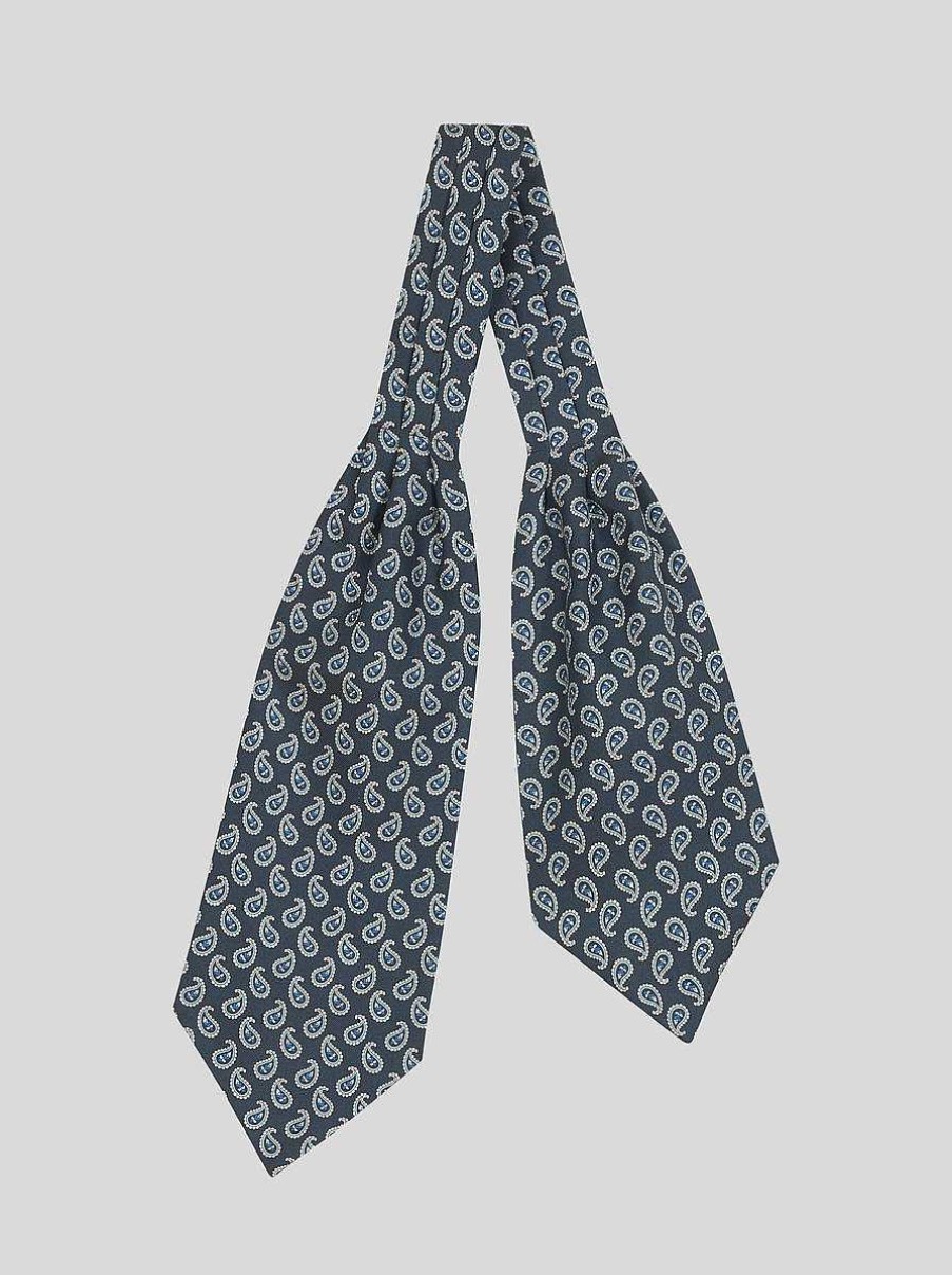 ETRO Cravatte E Fazzoletti Da Taschino | Cravatta Ascot In Seta Blu Navy