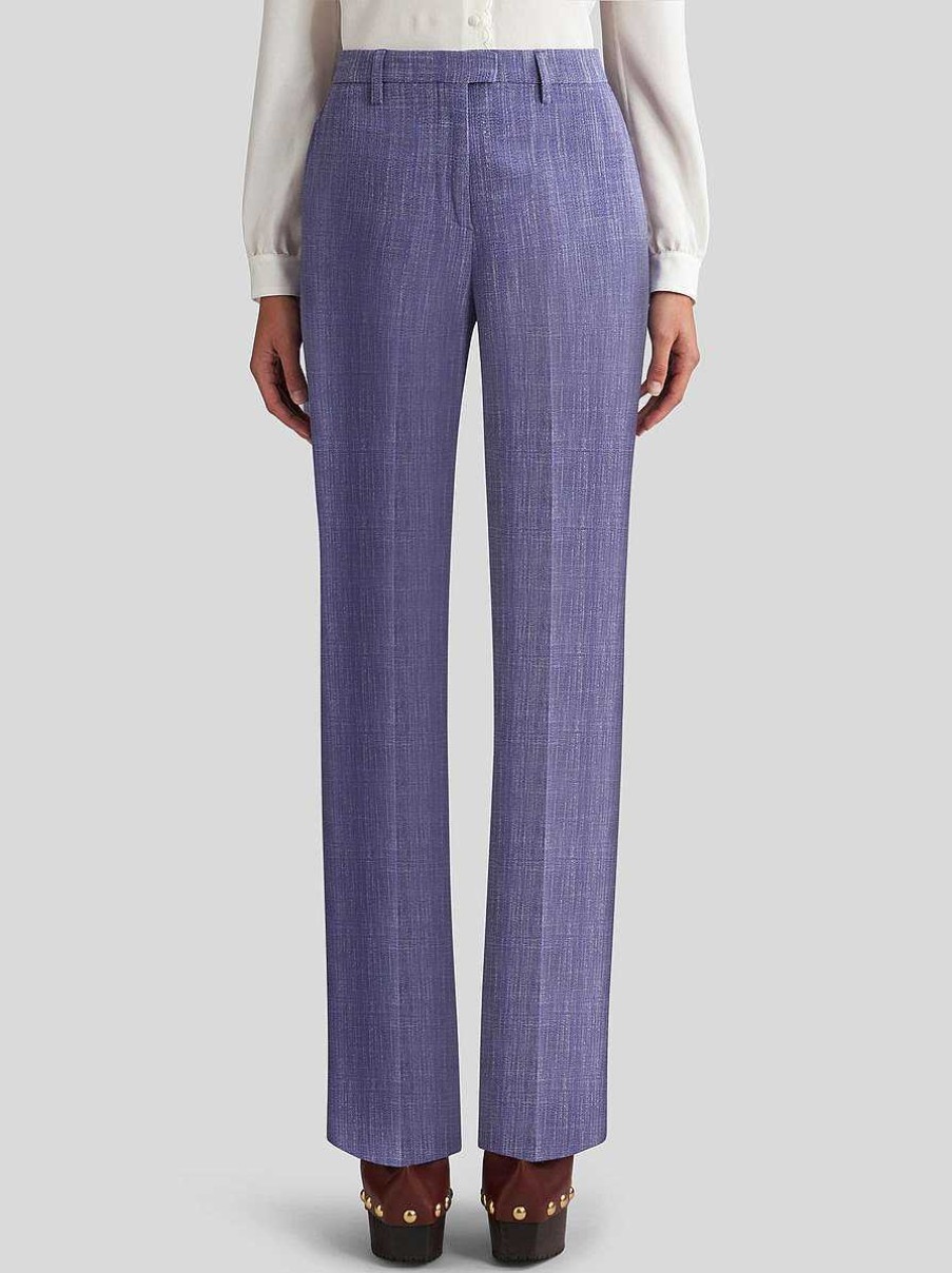 ETRO Pantaloni | Pantaloni In Tessuto Fiammato Marrone