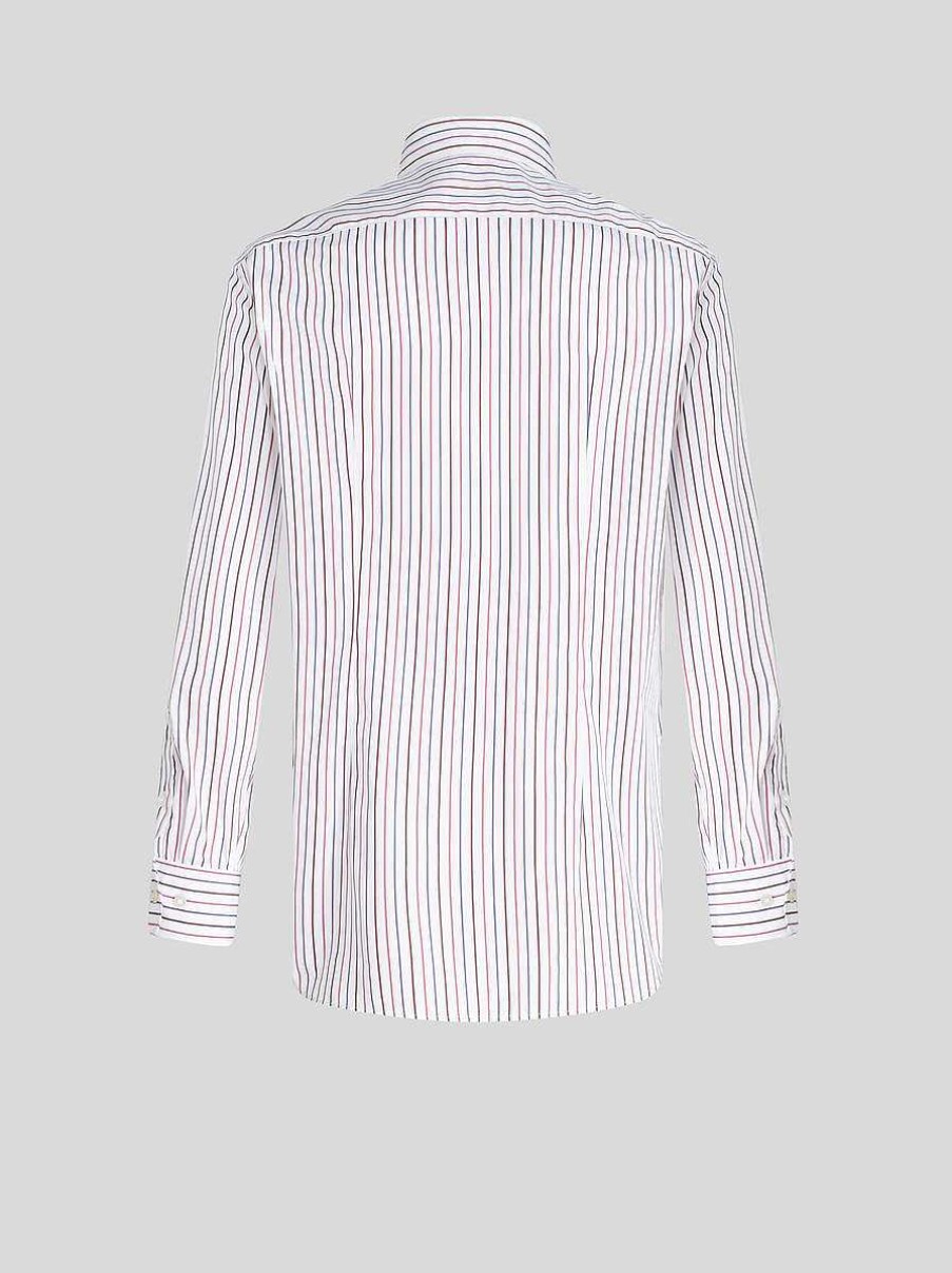 ETRO Camicie | Camicia A Righe Multicolori Con Logo Bianco