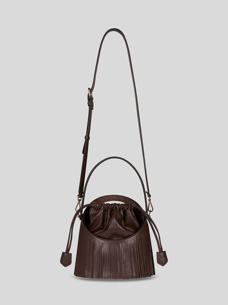 ETRO Saturno | Borsa Saturno Media Con Frange Nero