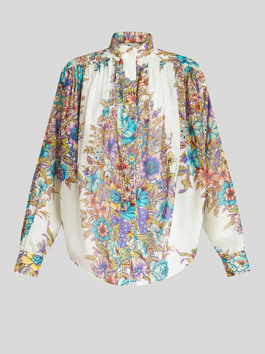 ETRO Camicie E Camicette | Blusa Con Stampa Bouquet Bianco