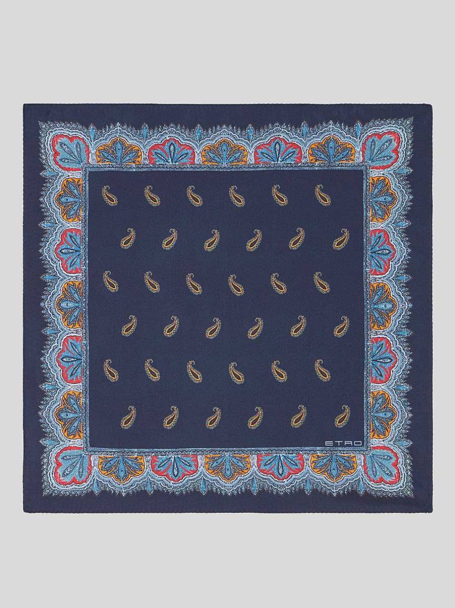 ETRO Cravatte E Fazzoletti Da Taschino | Fazzoletto Da Taschino Micro Paisley Blu Navy