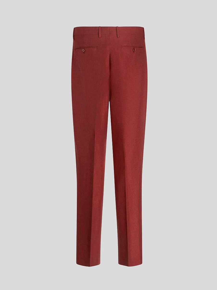 ETRO Pantaloni | Pantaloni In Lino E Cotone Borgogna