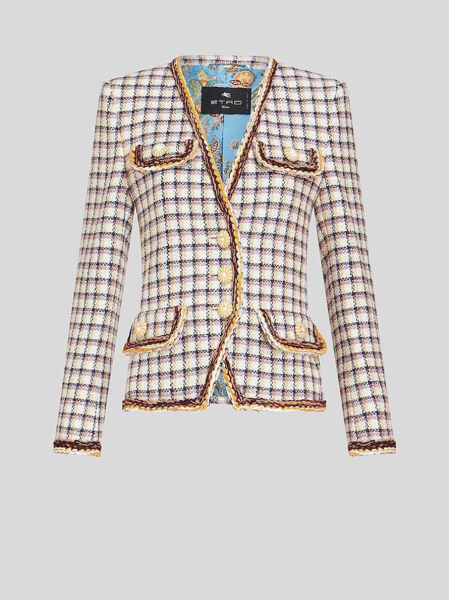 ETRO Giacche | Giacca Jacquard A Quadri Beige