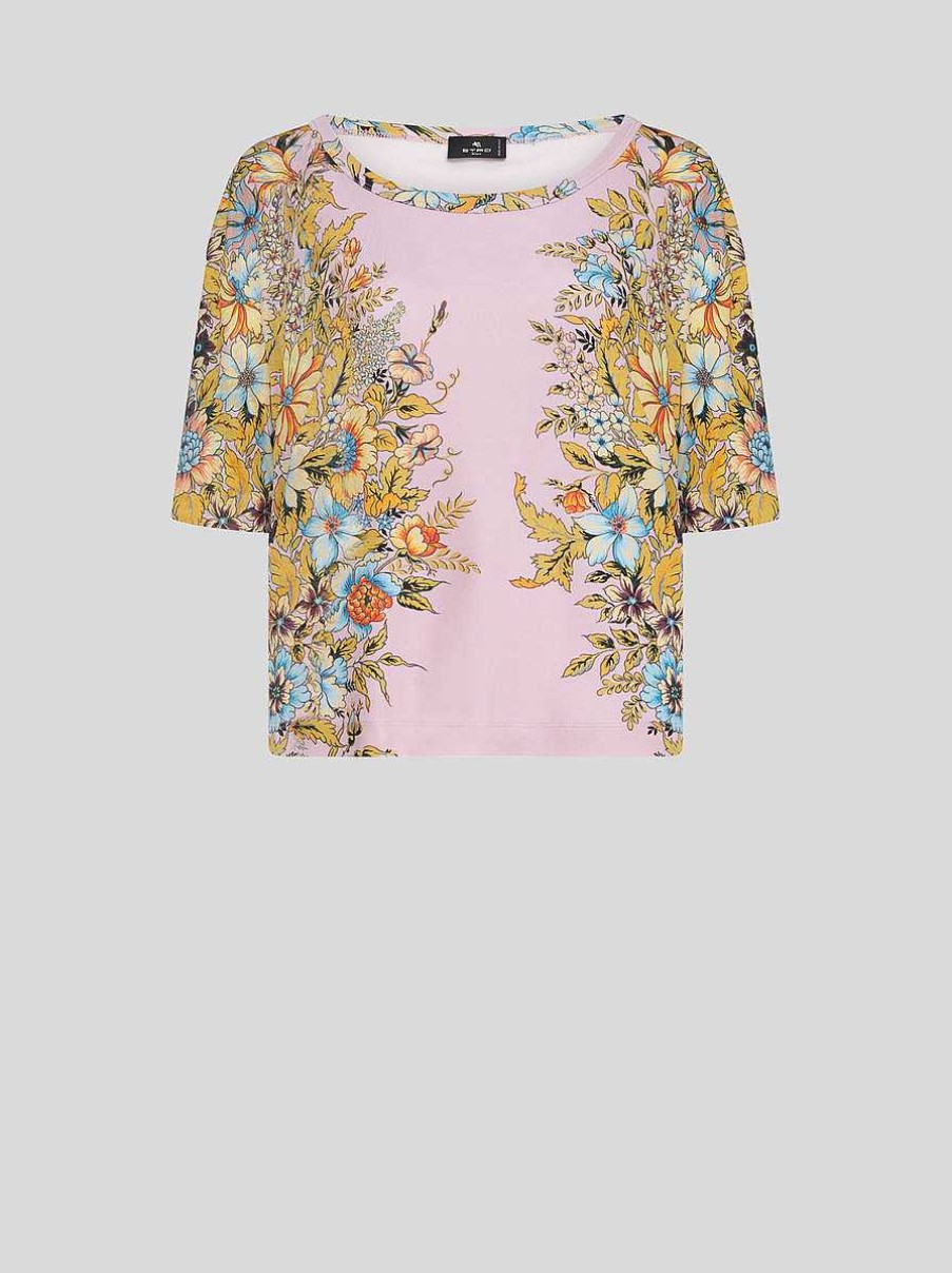 ETRO Felpe E Magliette | T-Shirt Con Stampa Bouquet Rosa