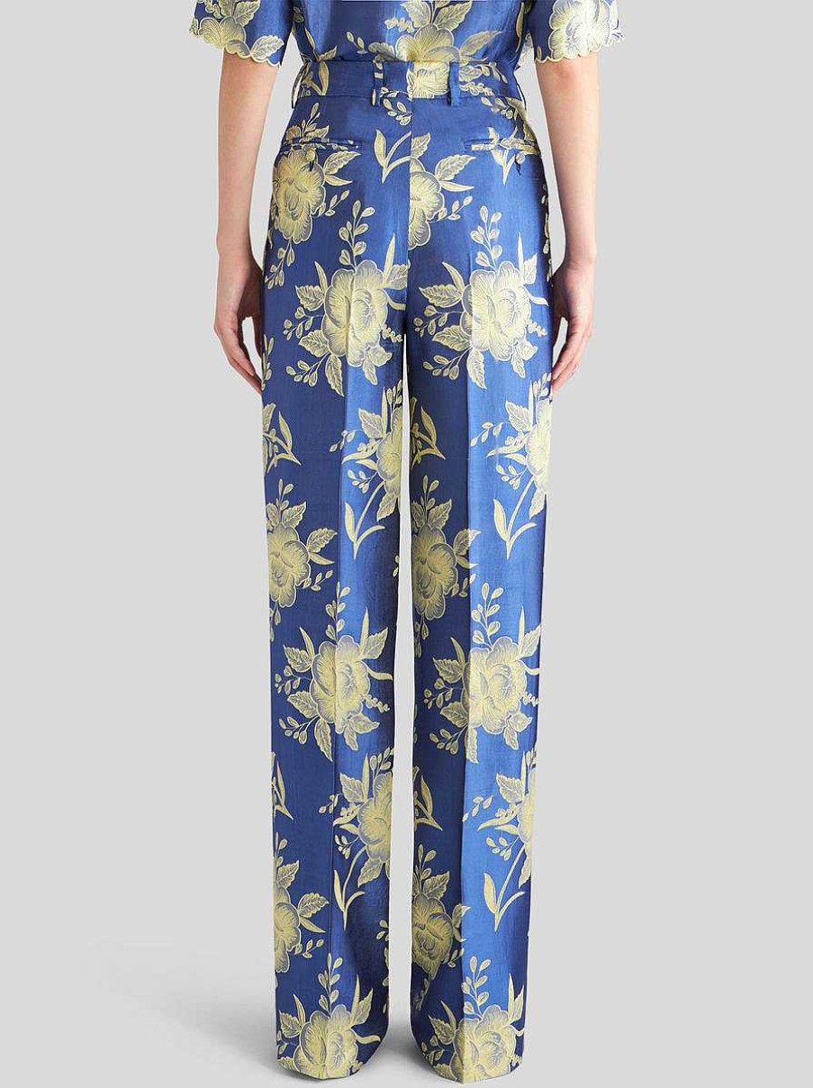 ETRO Pantaloni | Pantaloni Jacquard Floreali Blu Navy