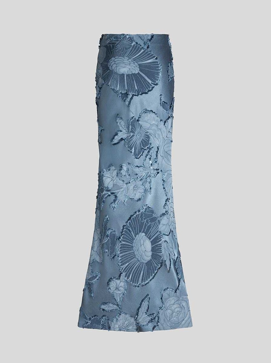 ETRO Gonne | Gonna In Jacquard Di Seta Azzurro