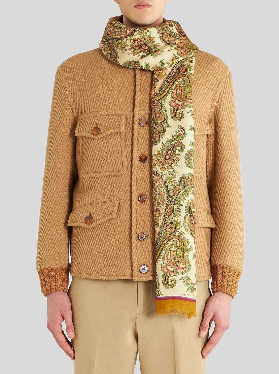 ETRO Sciarpe | Sciarpa Paisley In Cashmere E Seta Verde