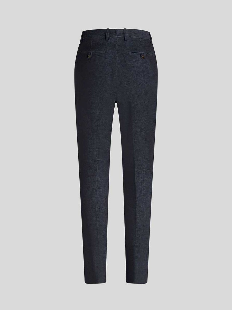 ETRO Pantaloni | Pantaloni Sartoriali In Velluto Paisley Blu Navy