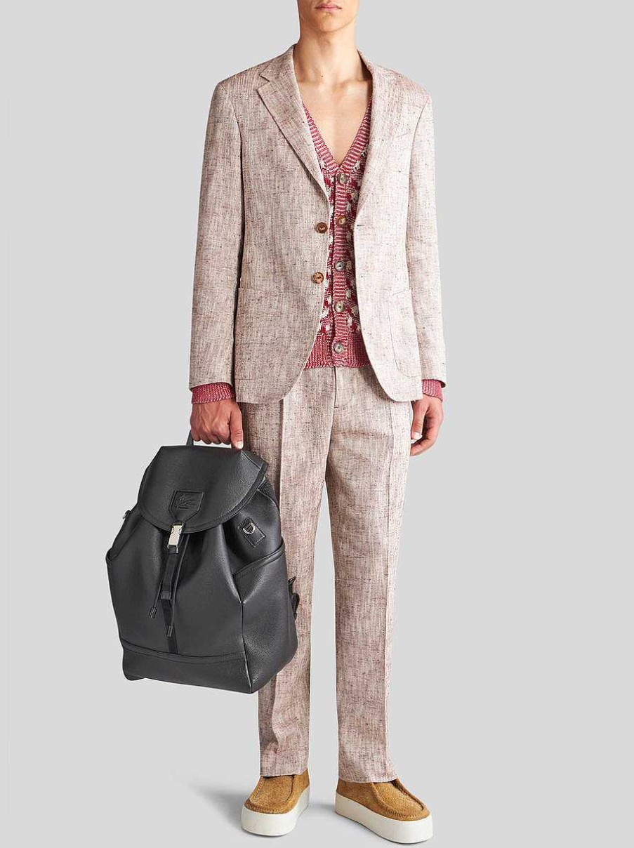 ETRO Giacche | Blazer In Seta E Canapa Marrone Chiaro