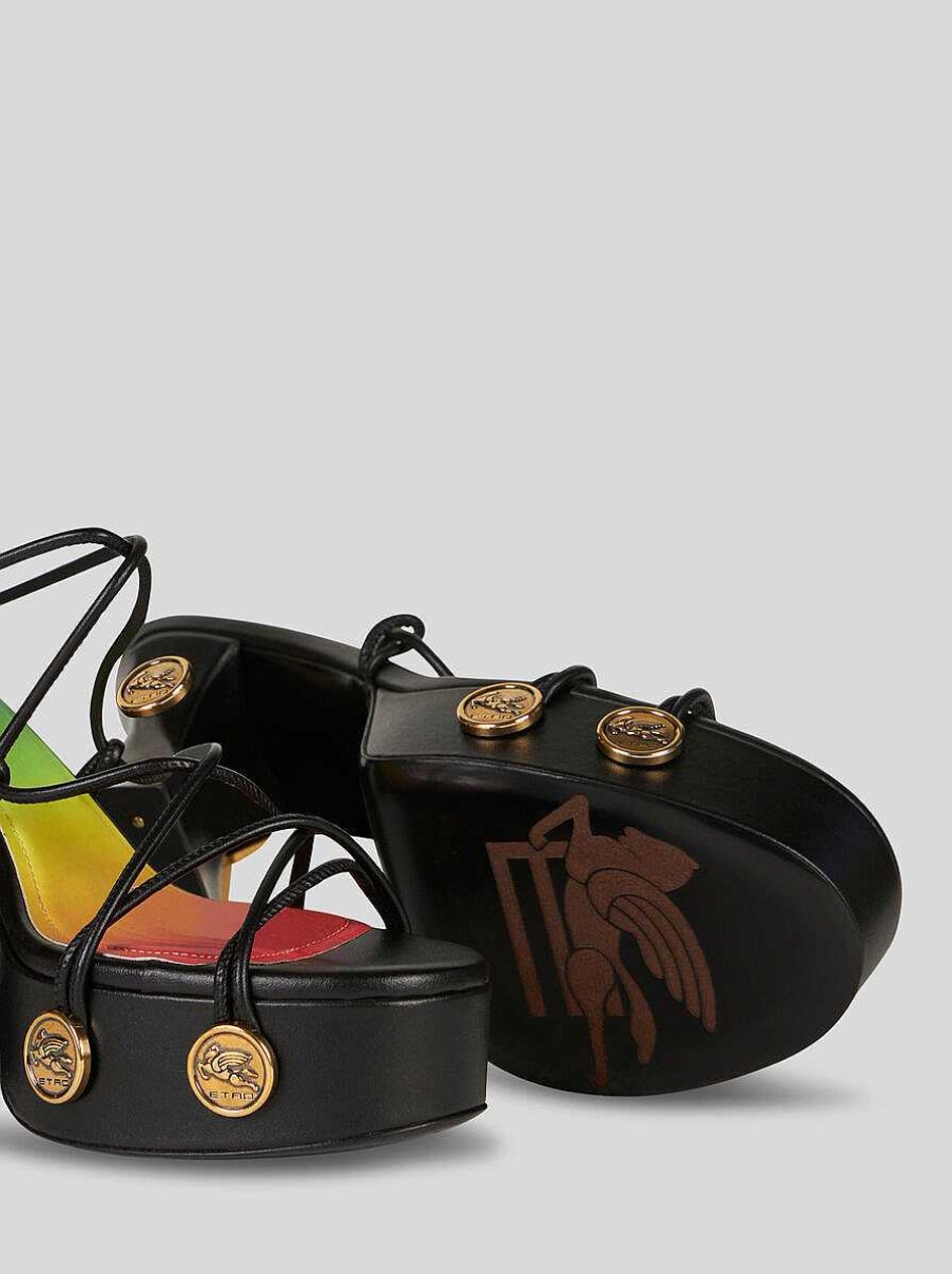 ETRO Sandali E Zoccoli | Sandali Platform Con Cinturini E Borchie Nero