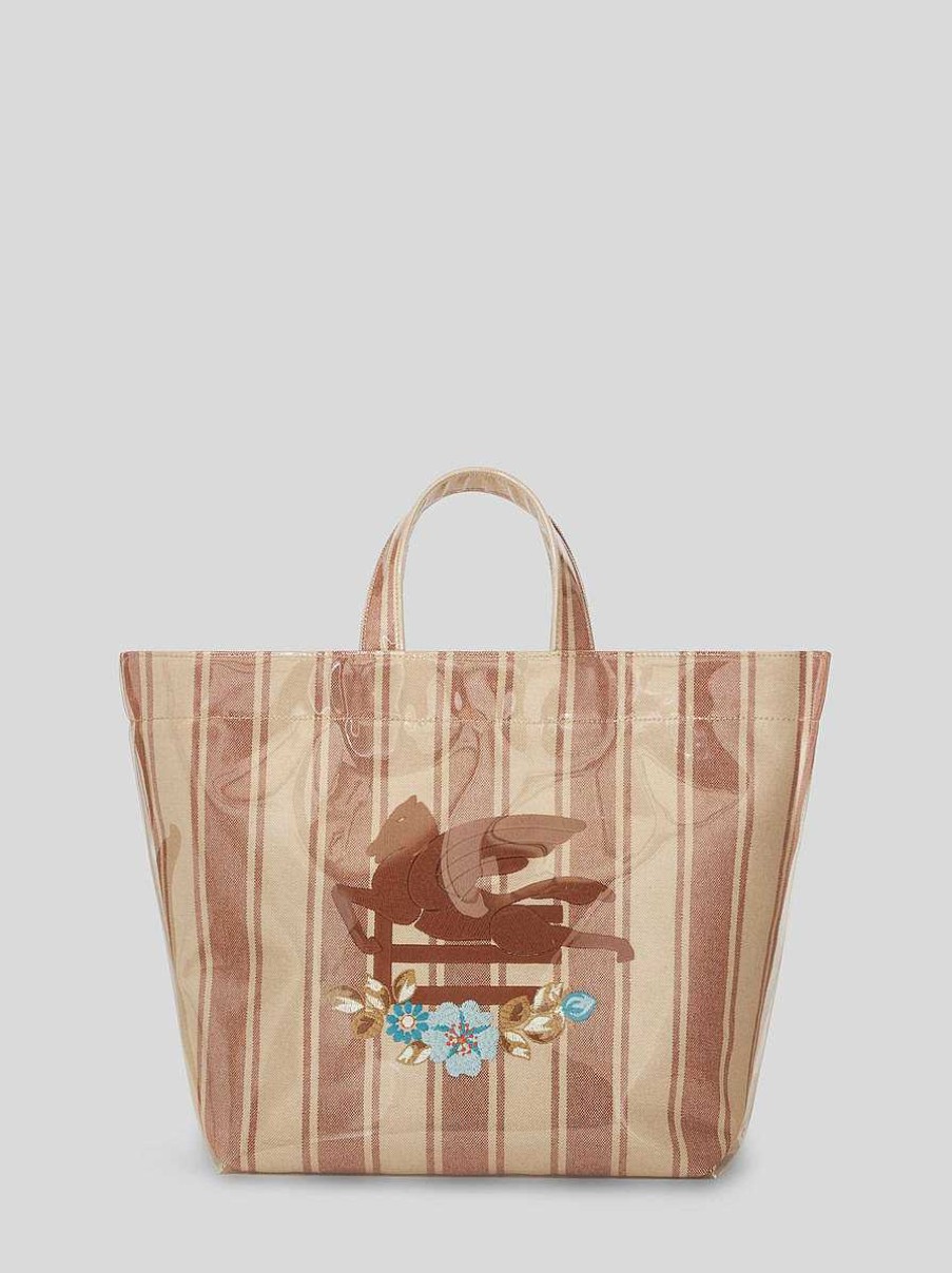 ETRO Buste Della Spesa | Borsa Tote Grande Con Effetto Specchio Azzurro