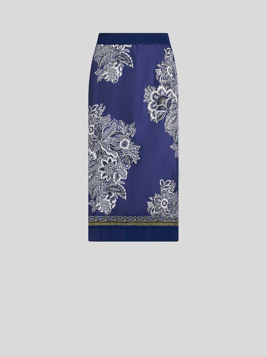 ETRO Gonne | Gonna Longuette In Maglia Stampata Blu Navy