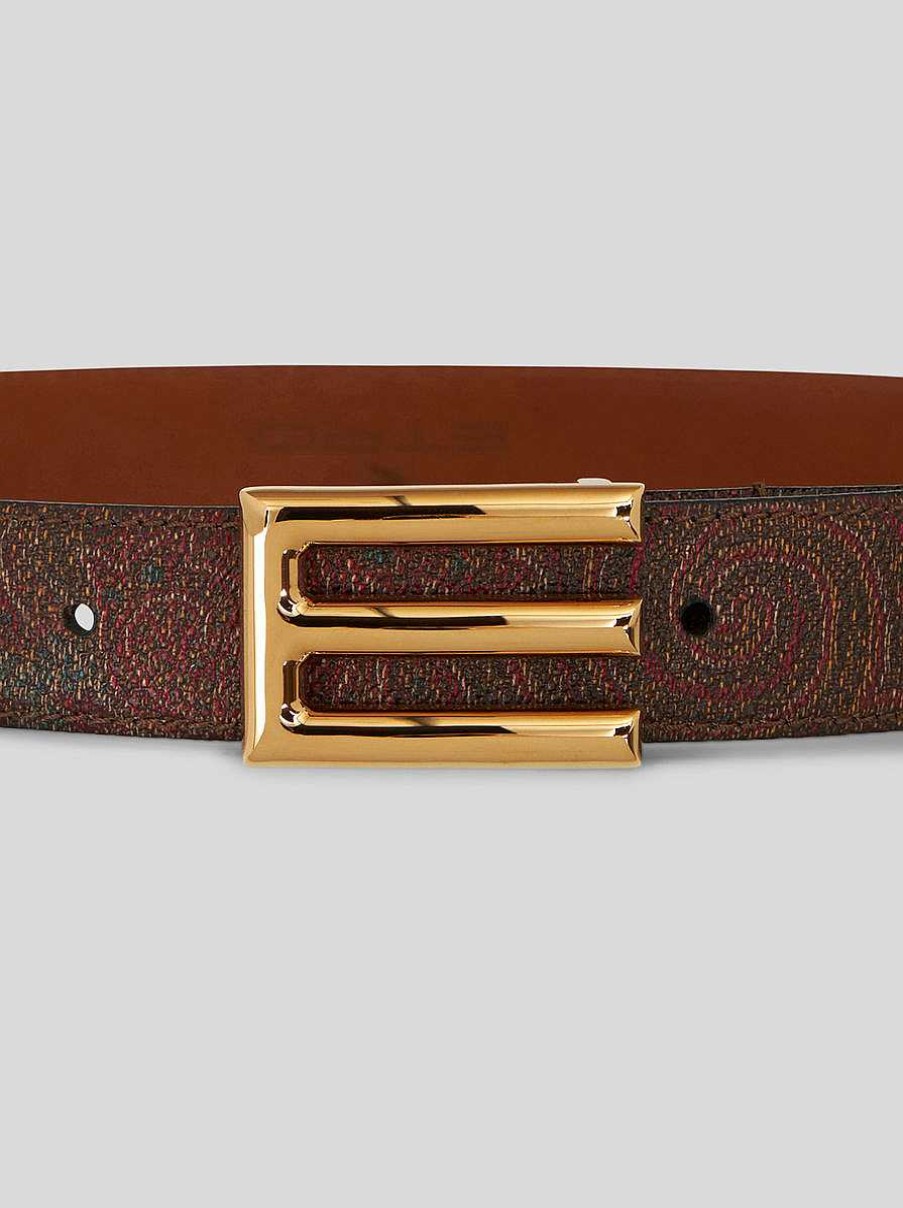 ETRO Cinghie | Cintura Paisley Con Fibbia Etro Rosso