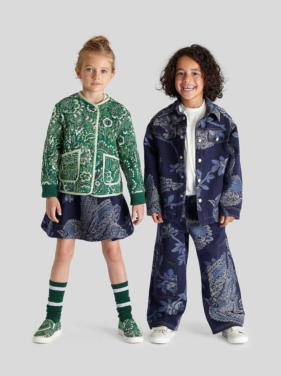 ETRO Topwear | Giacca In Denim Jacquard Per Bambini Blu Navy