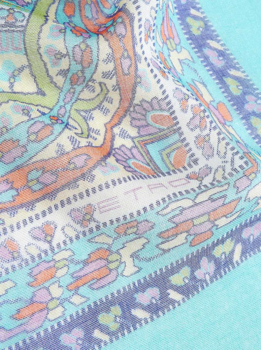 ETRO Sciarpe E Seta | Scialle Con Stampa Paisley Azzurro